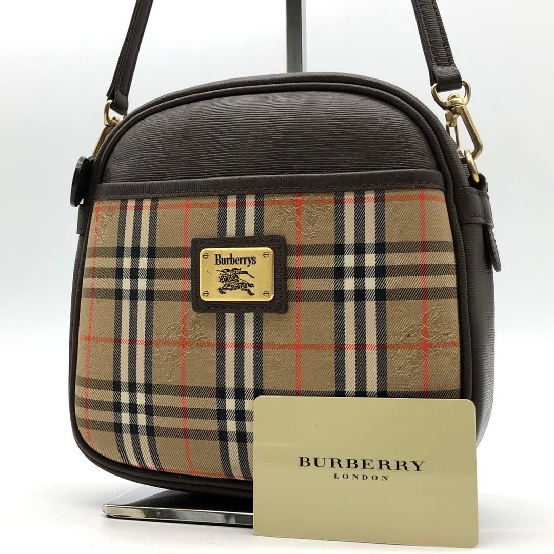 Burberry Nova Check Canvas Leather Crossbody Bag Beige Brown Authentic Women’s