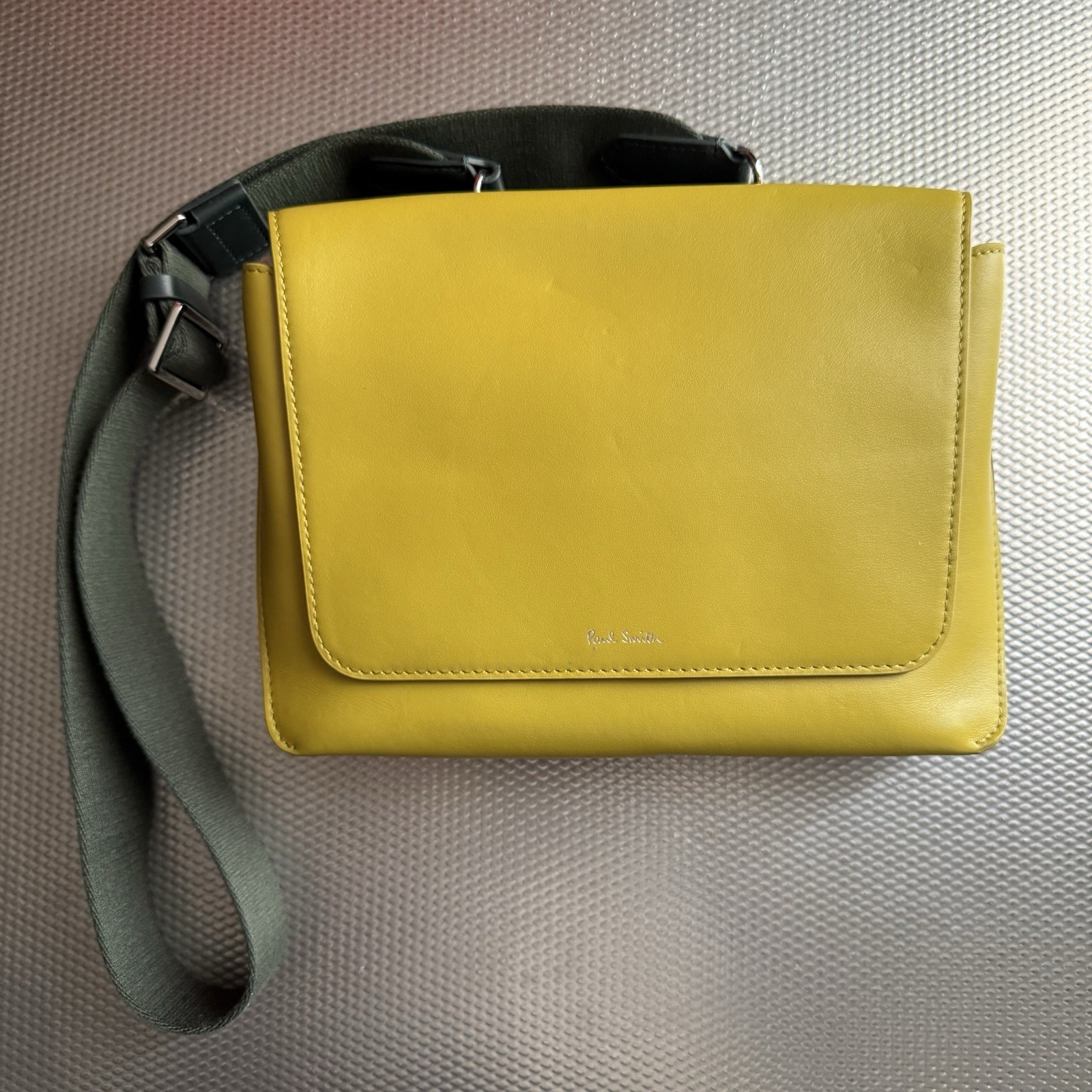 Paul Smith lime green and brown color-blocked crossbody bag