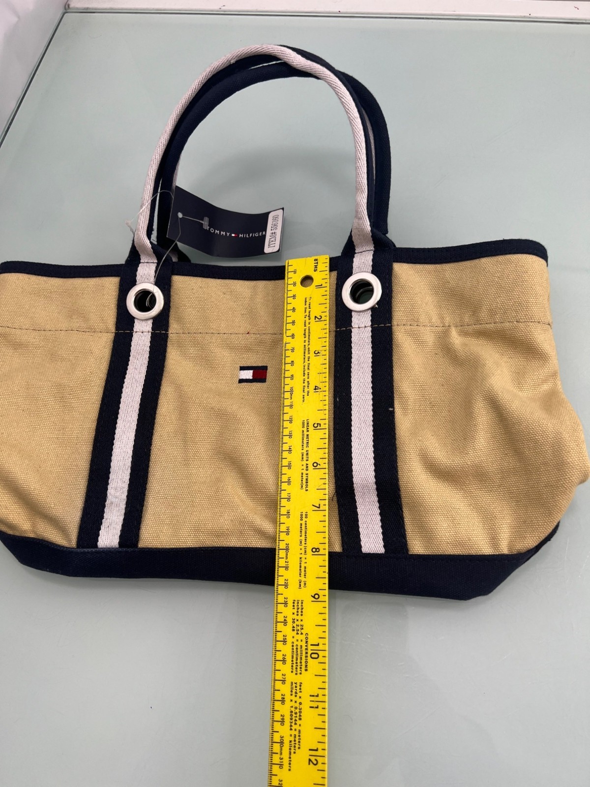 Tommy Hilfiger Canvas Hand Bag Purse Y2K Beige New NWT