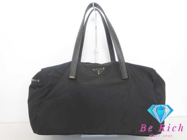 Prada Mini Boston Bag Nylon Leather Black Women’s Used From Japan