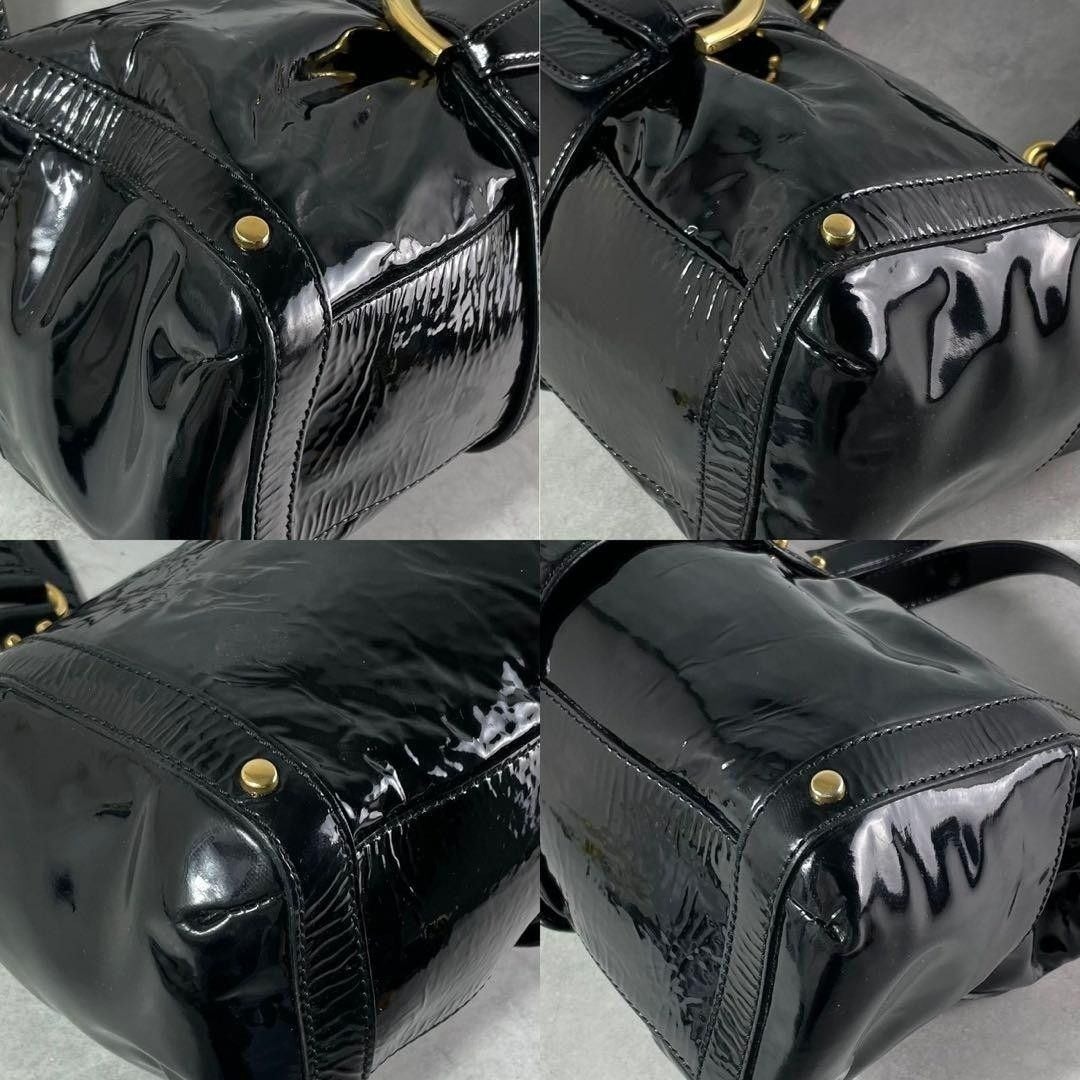 SERGIO ROSSI Shoulder Bag Patent Leather Black Vintage Authentic From Japan