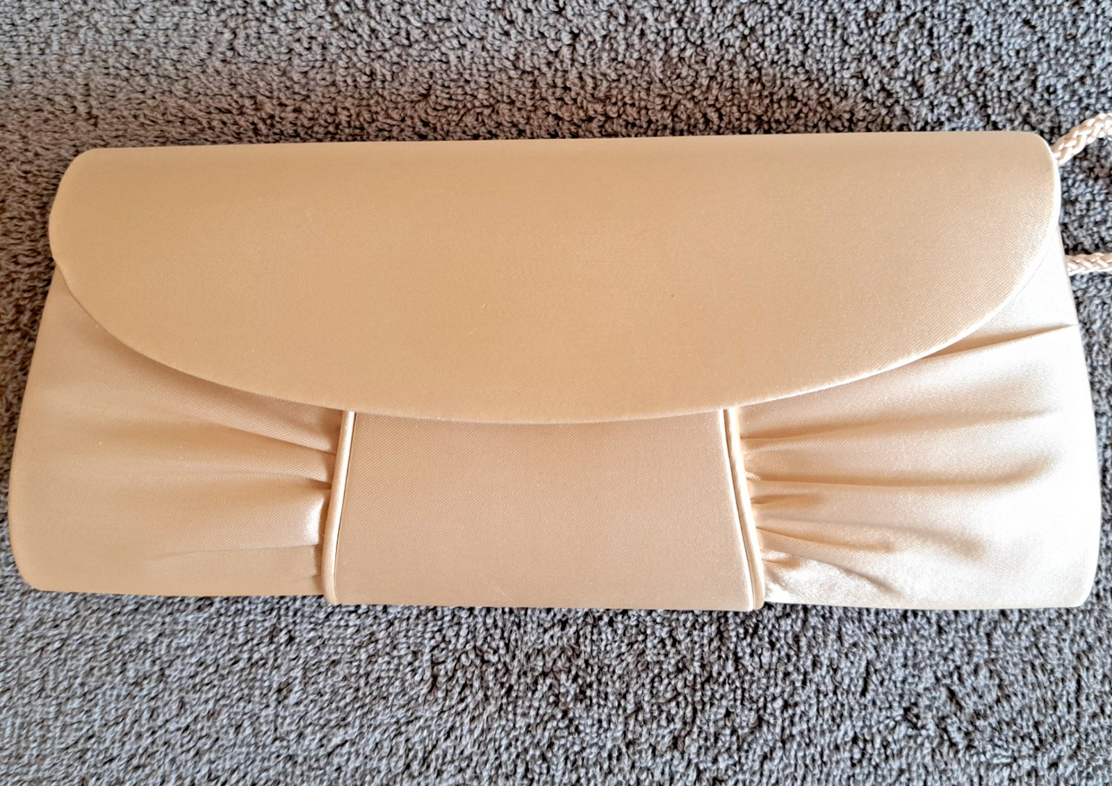 La Regale Satin Clutch Acetate Champagne Gorgeous NWT