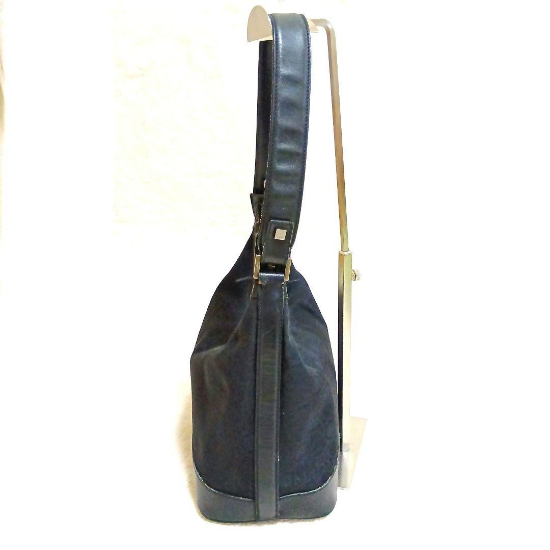 Ferragamo Gancini One-Shoulder Bag Canvas x Leather Black
