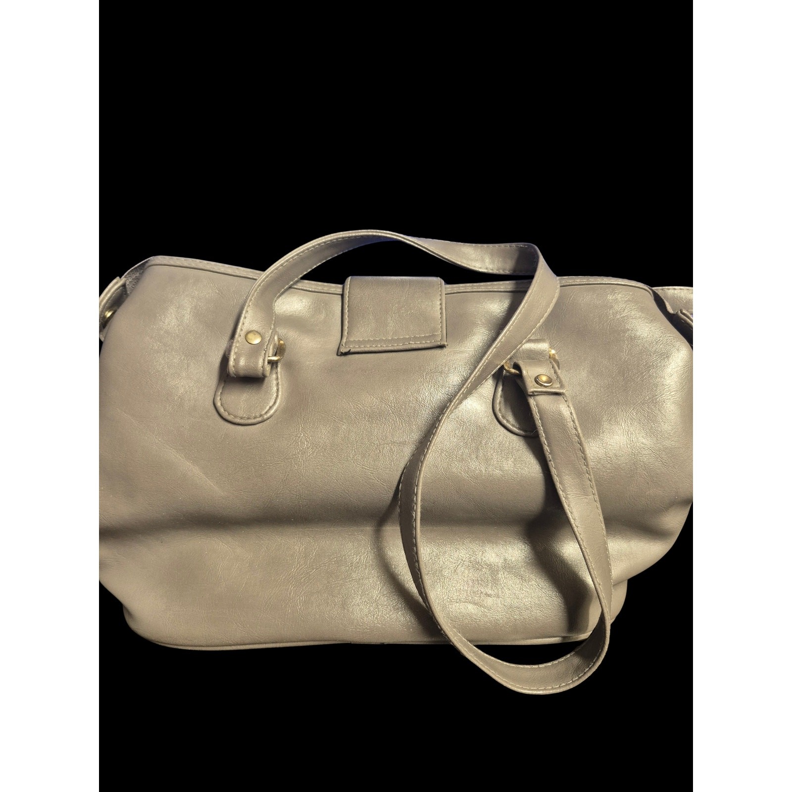 Vtg J.G. Hook Gray Faux Leather Shoulder Bag Purse Gold Tone Anchor Clasp 8284