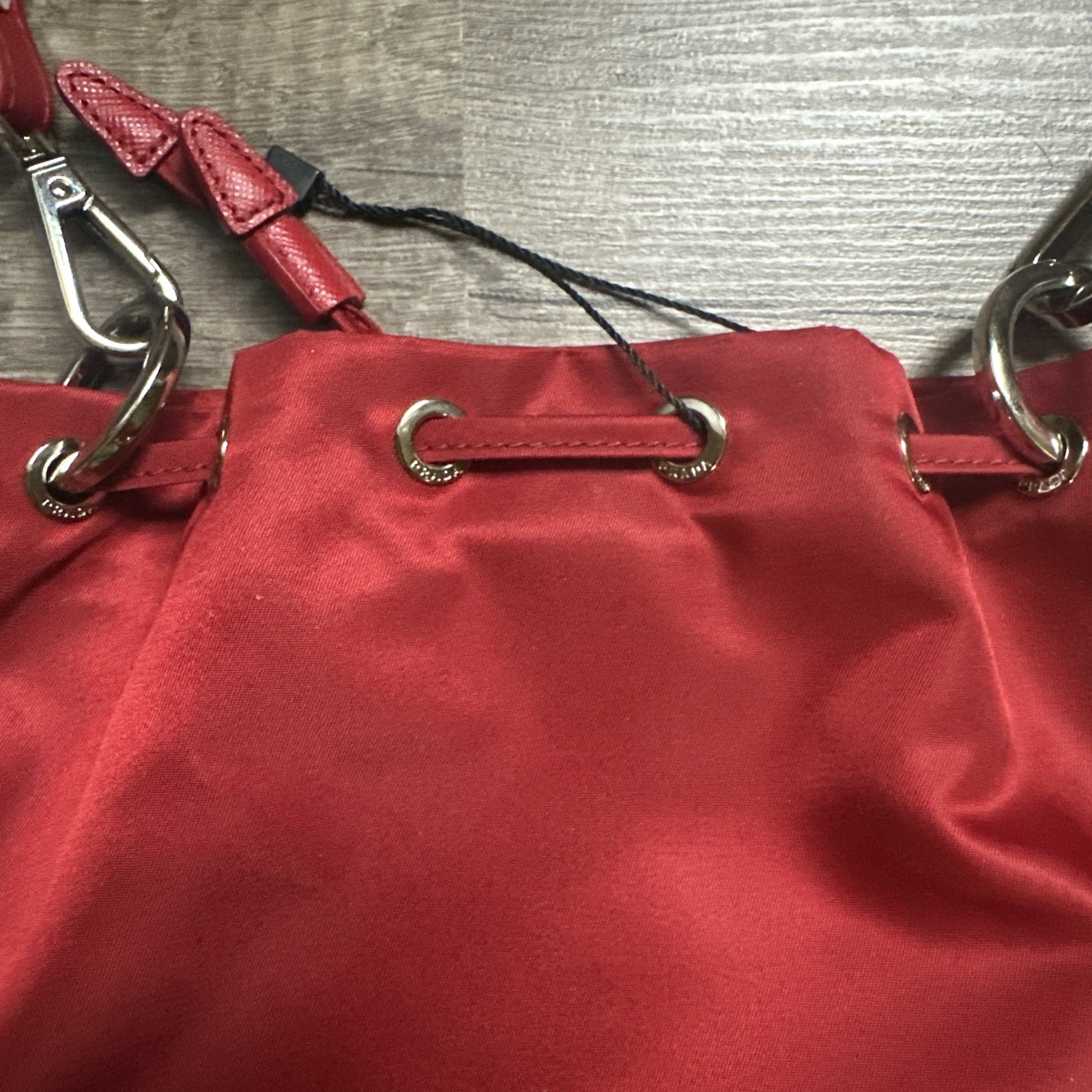 Prada Tessuto Drawstring Pouch In Fuoco 1NA369