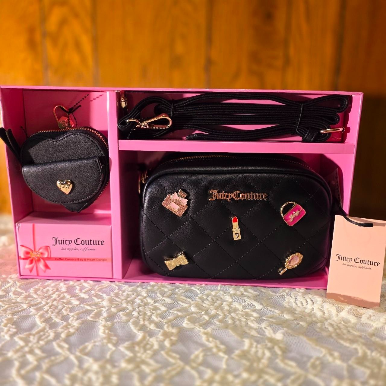 NWT Juicy Couture Puffy Camera Crossbody Gift Box Set in Liquorice