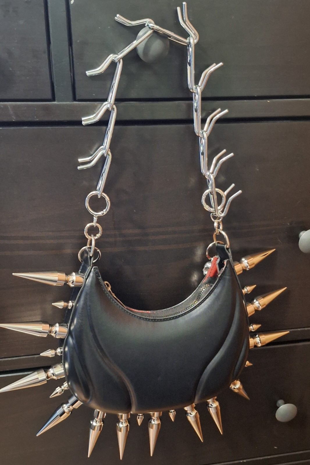 “DOMINATION ” Modified Bag with Spikes and Skulls Gothic Punk