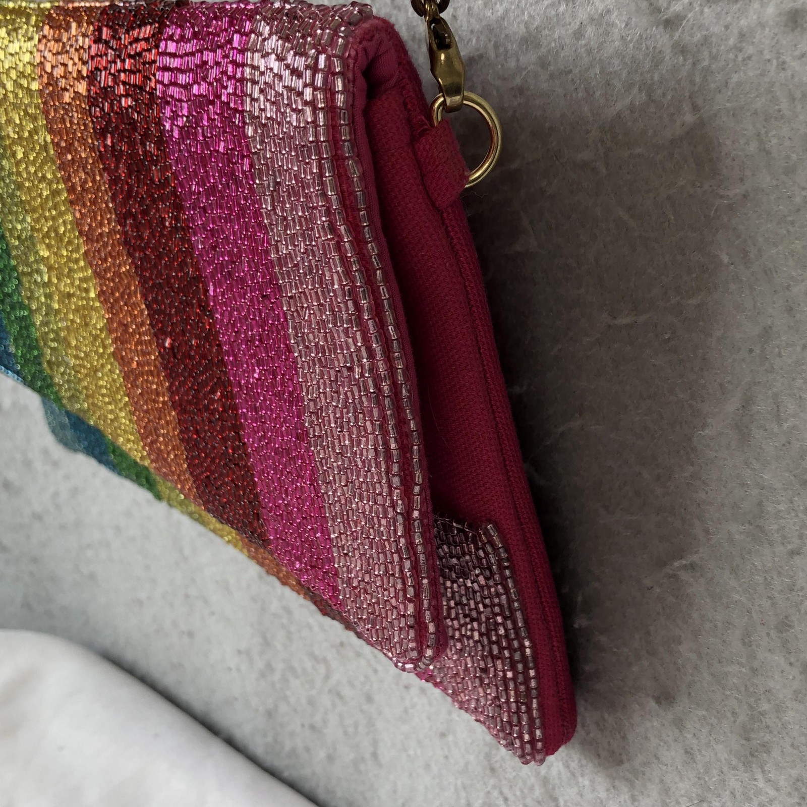 Rainbow Stripe Crossbody Bag Womens Small Multicolor Beaded Flap Formal Party