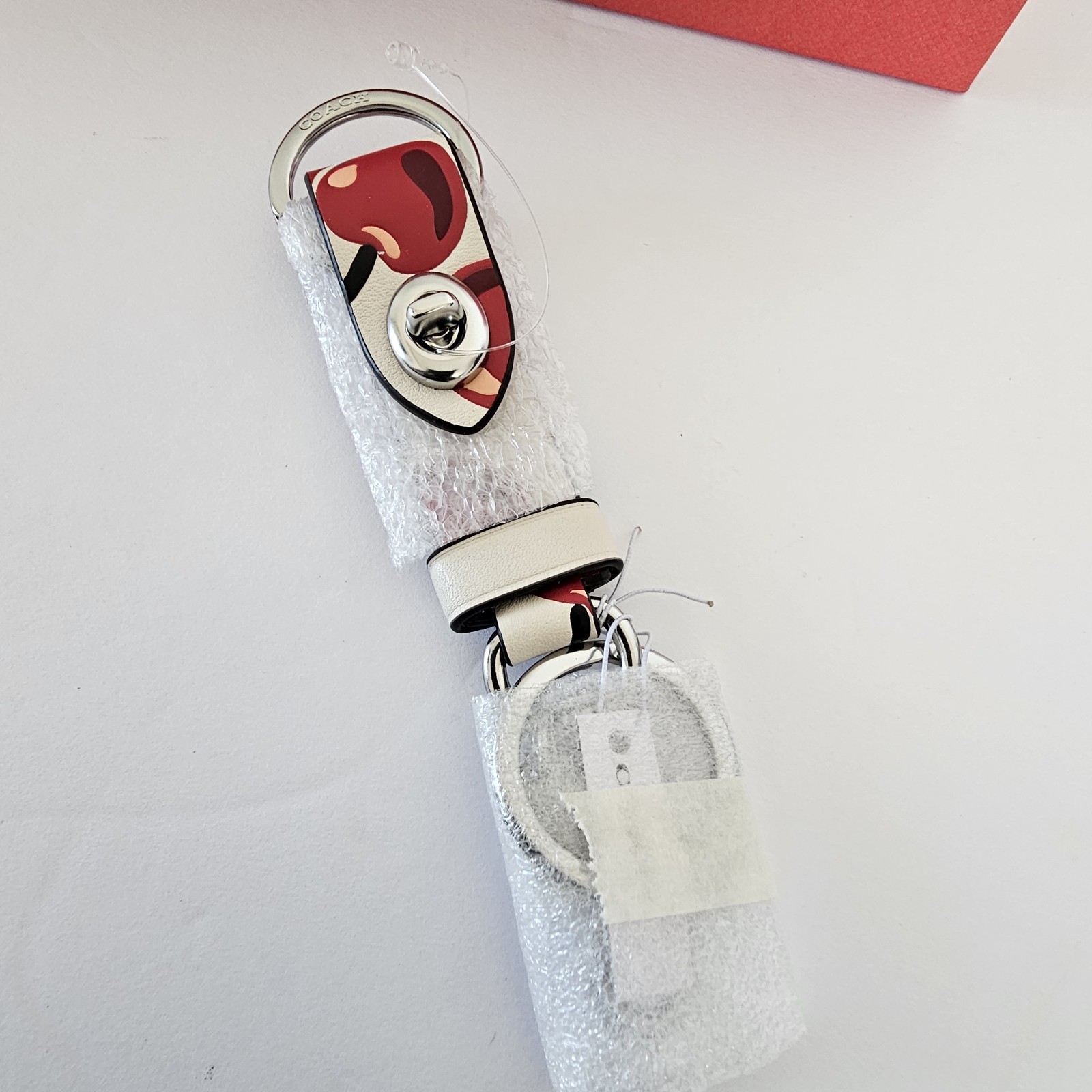 COACH ~Boxed Cherry Print Leather Heart Coin Purse, Wristlet & Key Chain CCH34B