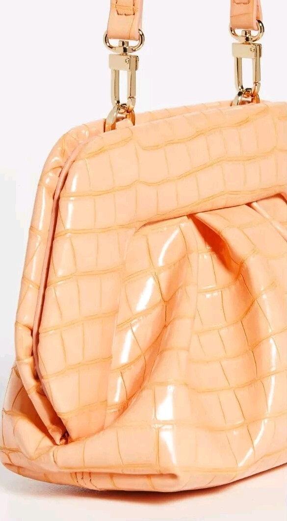 Themoire Gea Crocodile-Effect Embossed Clutch Shoulder Bag in Vegan Leather NWOT
