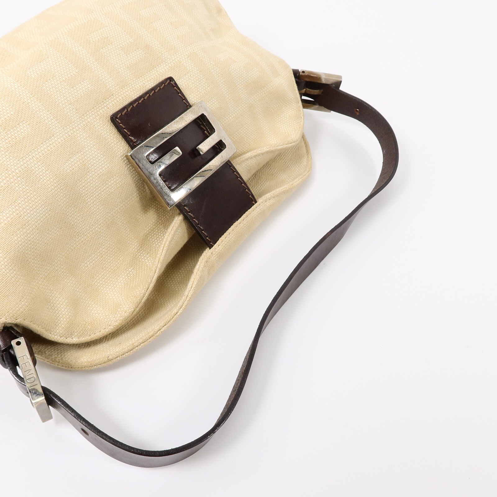 FENDI SHW Zucca Double Flap Mamma Shoulder Bag 2321 Canvas/Calfskin Beige