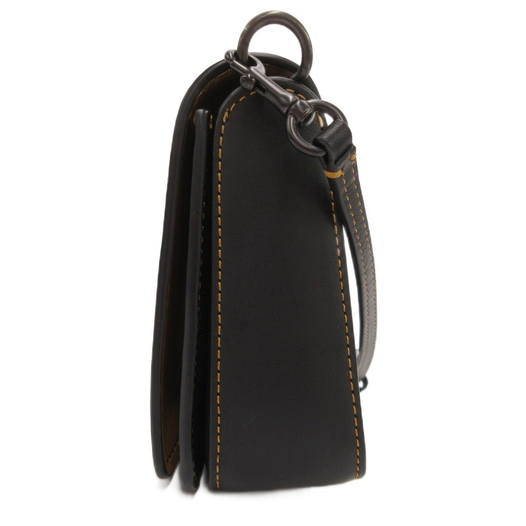 Coach Leather Shoulder Bag Black AB Condition 12x5cm 112-130cm Strap