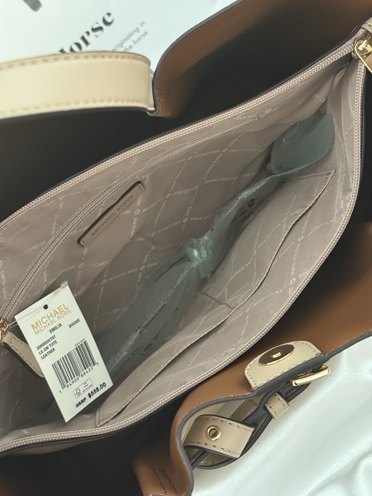 MICHAEL KORS 35H0GU5T9T Emilia Large Pebbled Leather Tote Bag In Light Sage