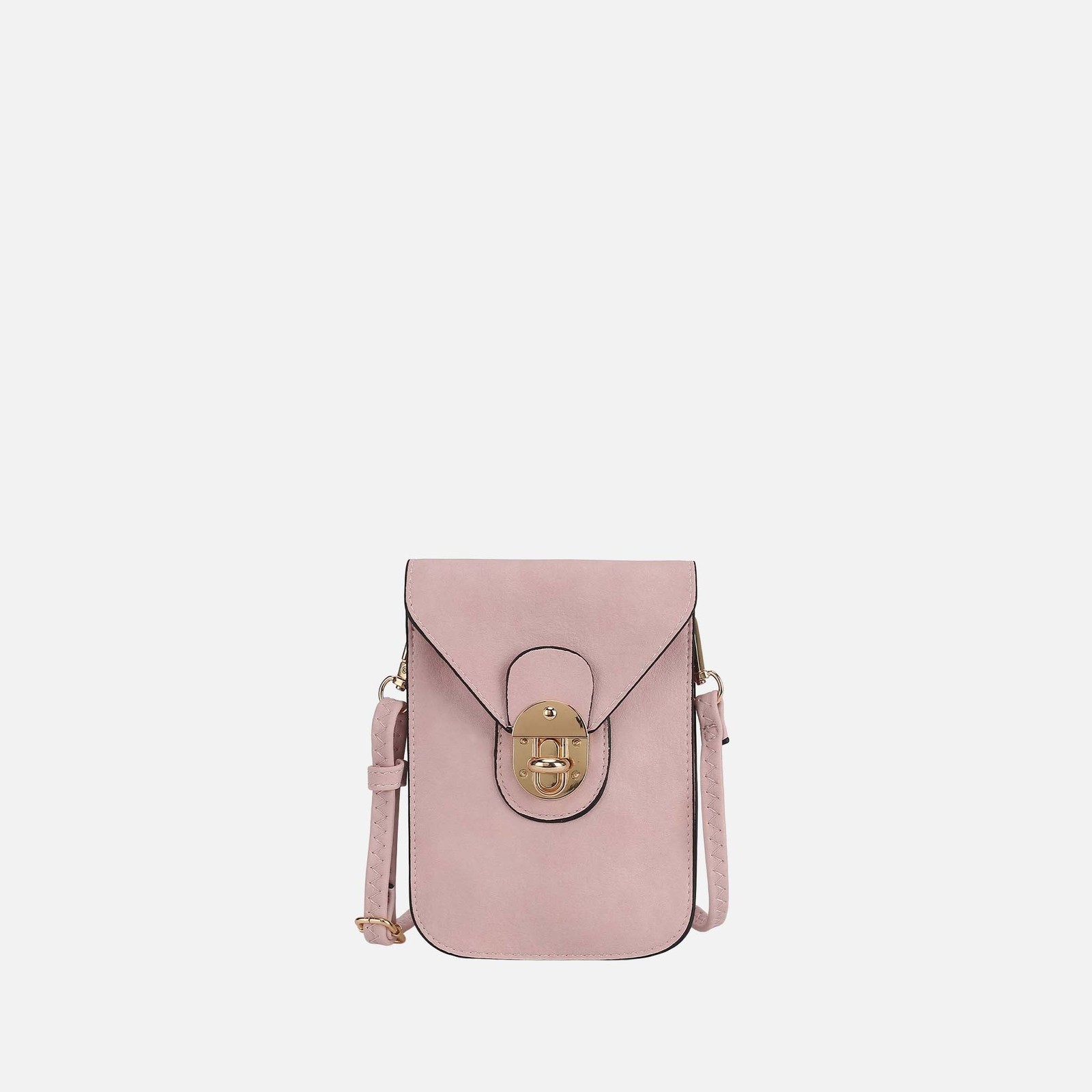 Petite-Fit Vegan Leather Turnlock Crossbody | Gold Hardware | Compact Organizer