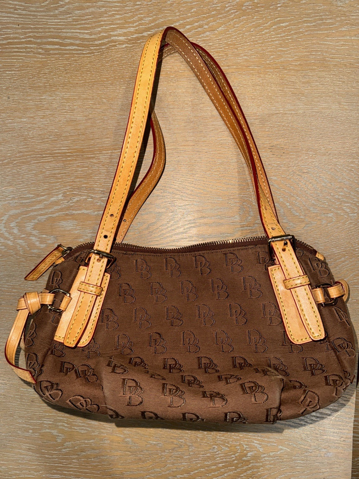 Dooney And Bourke Nina Shoulder Bag Canvas Leather Trim Bag Satchel