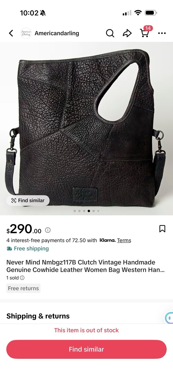 Nevermind NMBGZ117B Clutch Vintage Handmade Genuine Cowhide Leather Bag