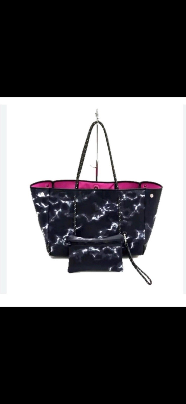 Haunte Shore Black/White Marbled Large Tote w/ Pink Lining comes w/o small tote