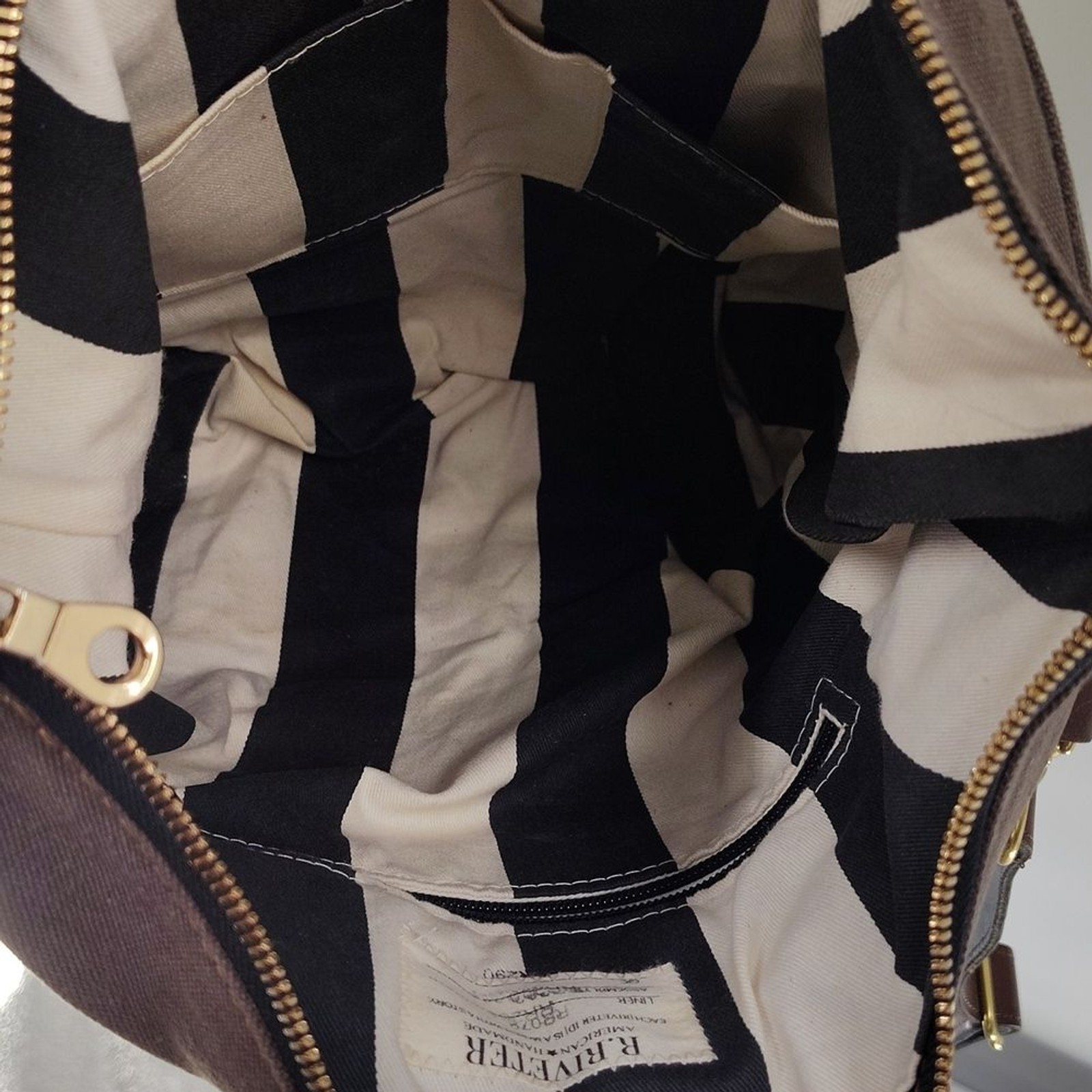 R. Riveter Otto Tote convertible Satchel Crossbody Washed Canvas Brown On Brown