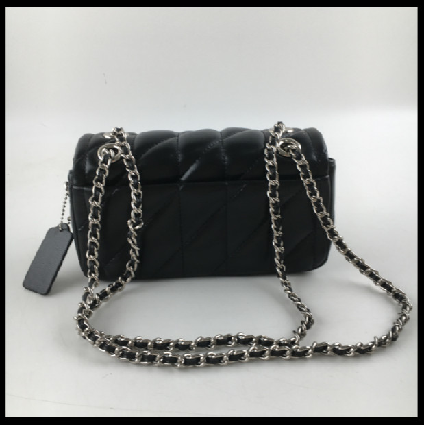COACH CP149 Tabby Shoulder Bag 20 Quilting Nappa Leather Black Silver Outlet SMM