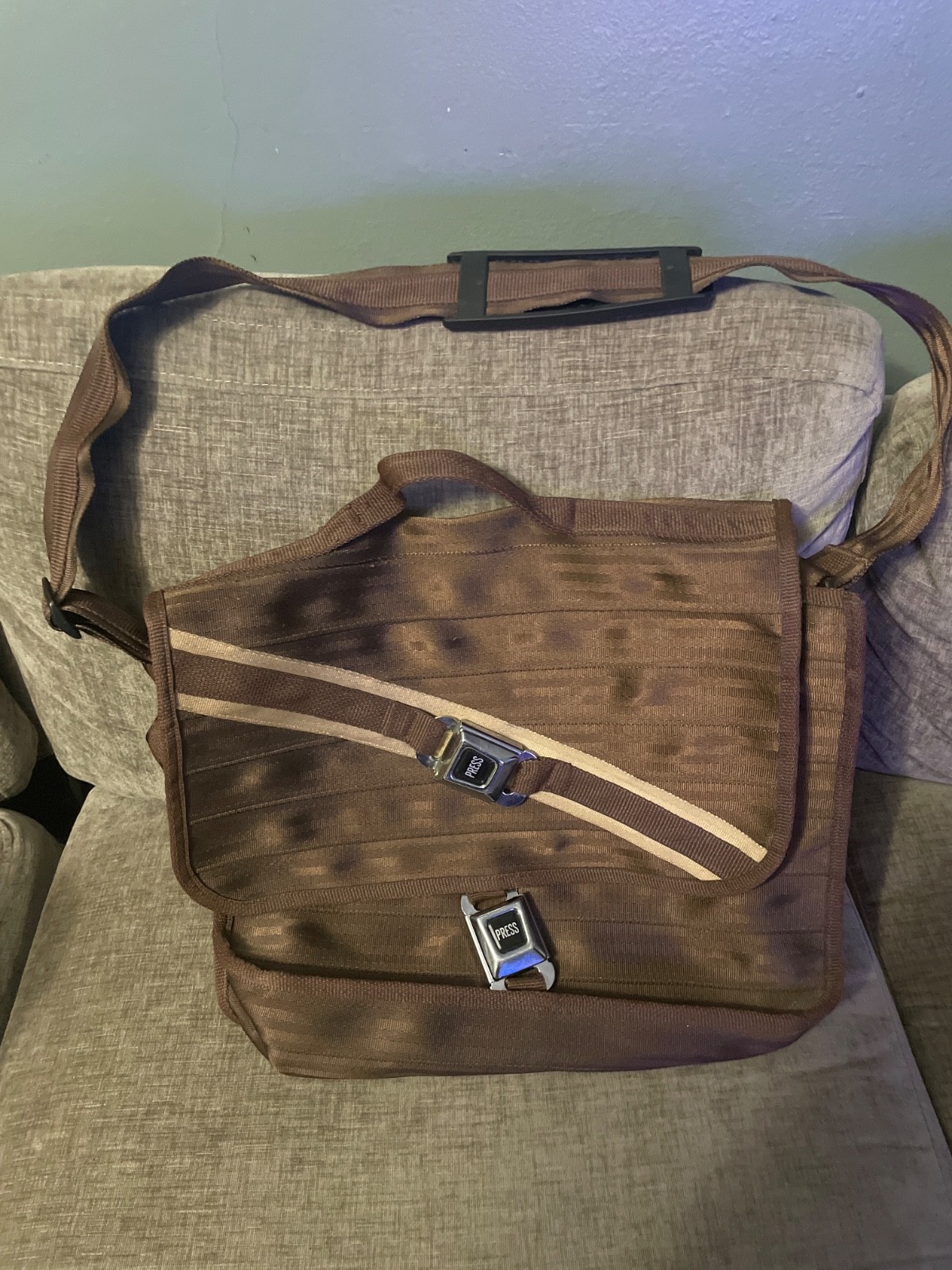 Burgundy Bucklebag Messenger Bag by Beams Seatbelts