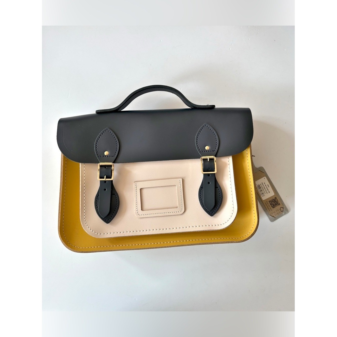 The Cambridge Satchel Co. || Tri-Color Batchel Briefcase Navy Indian Gold NWT