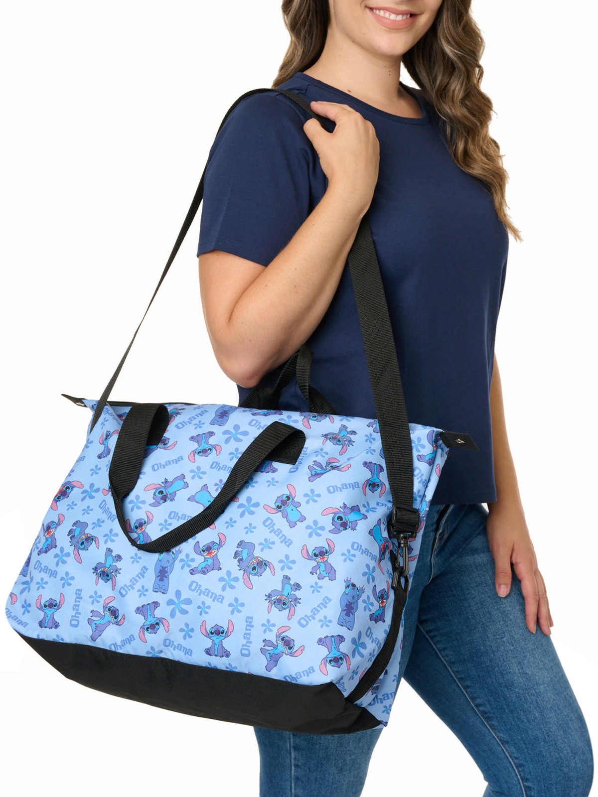 Disney’s Lilo & Stitch Weekender Duffel Bag Travel Carry-On All-Over Print Blue