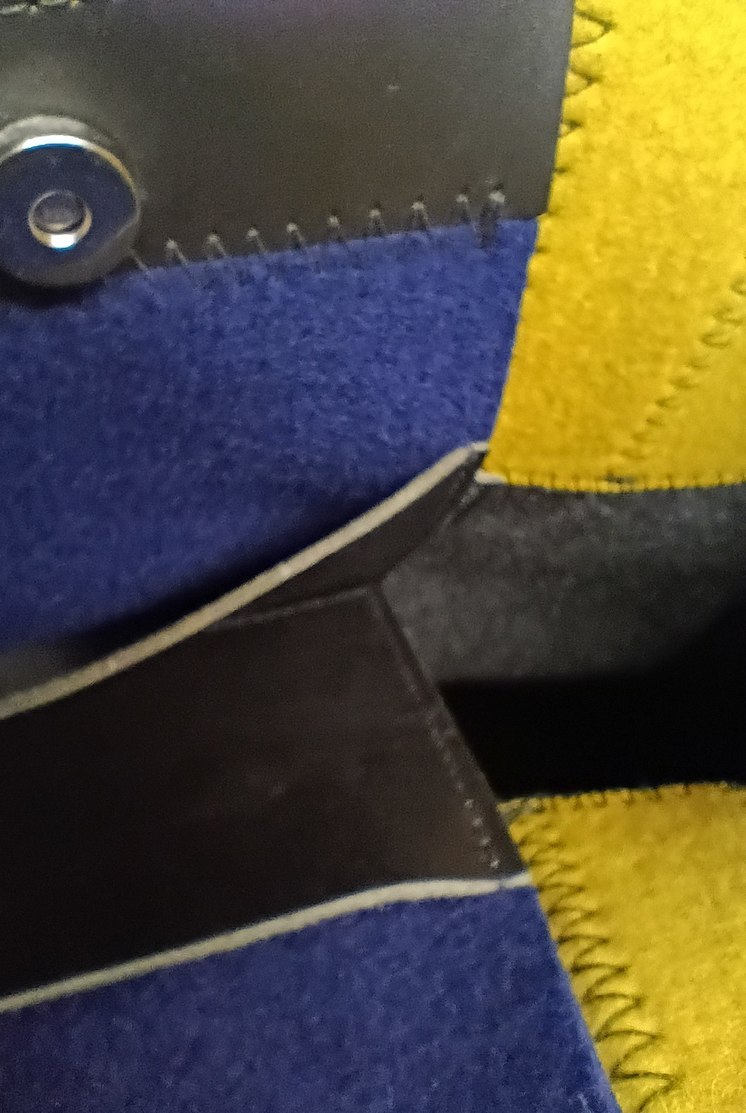 Graf & Lantz Colorblock Tote Dark Gray / Mustard Wool Felt Leather Handles