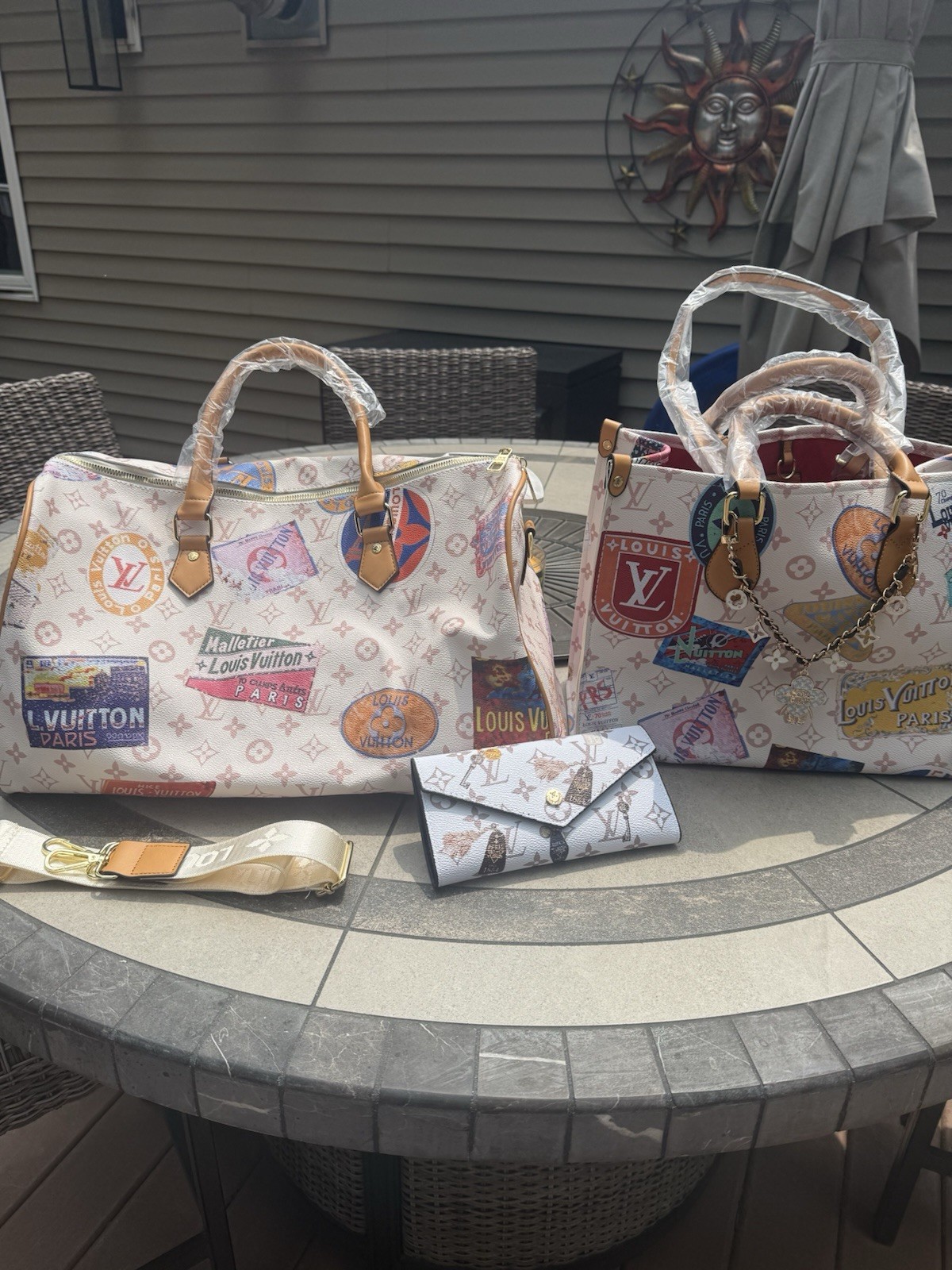 White Multicolor Monogram Duffel bag with matching tote bag