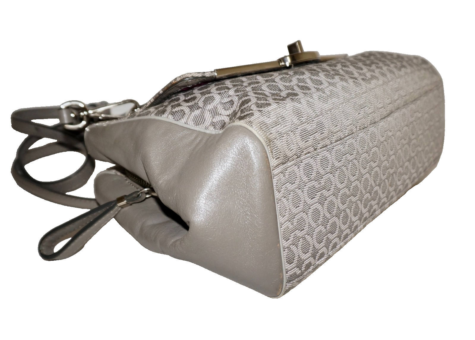 COACH MADISON MADELINE Gray Signature Jacquard & Leather Satchel 25215