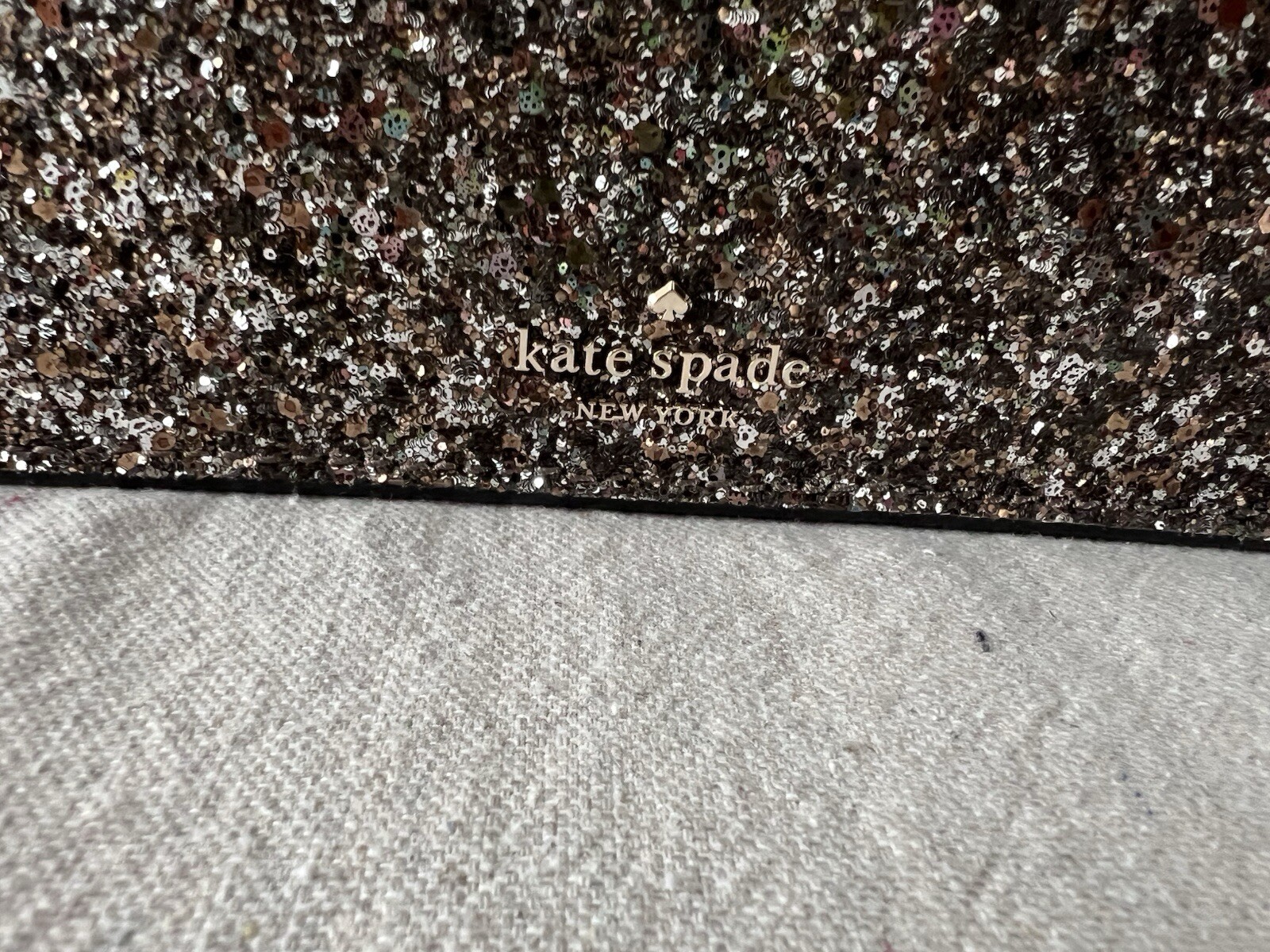 KATE SPADE Odette Glitter Mini Top Handle Crossbody Bag Purse Black Silver