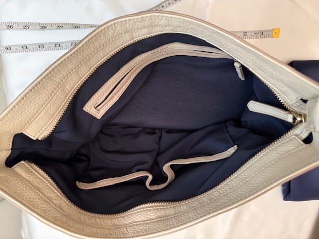 Cole Haan Handbag PEBBLED CREAM/Brown trim LEATHER Shoulder Handbag Purse NWOT