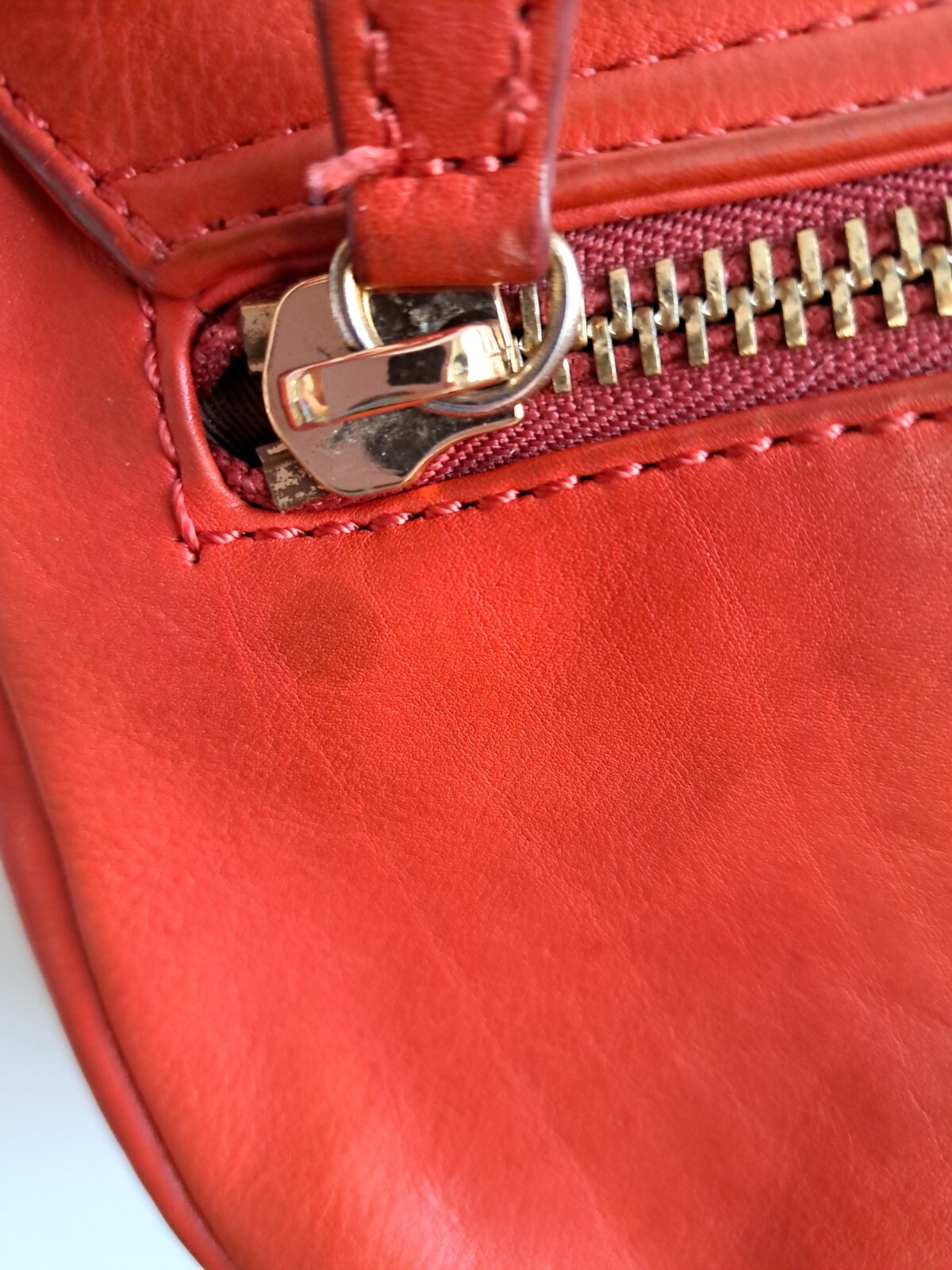Burnt Orange Red Leather Semicircle Crossbody Flap Push Lock Small Purse J Crew