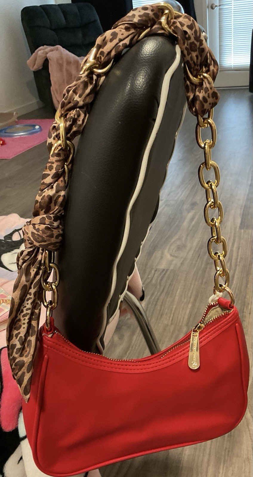 Jessica Simpson Red Quilted Small Shoulder Bag Zip w/Detachable Adjustable Strap