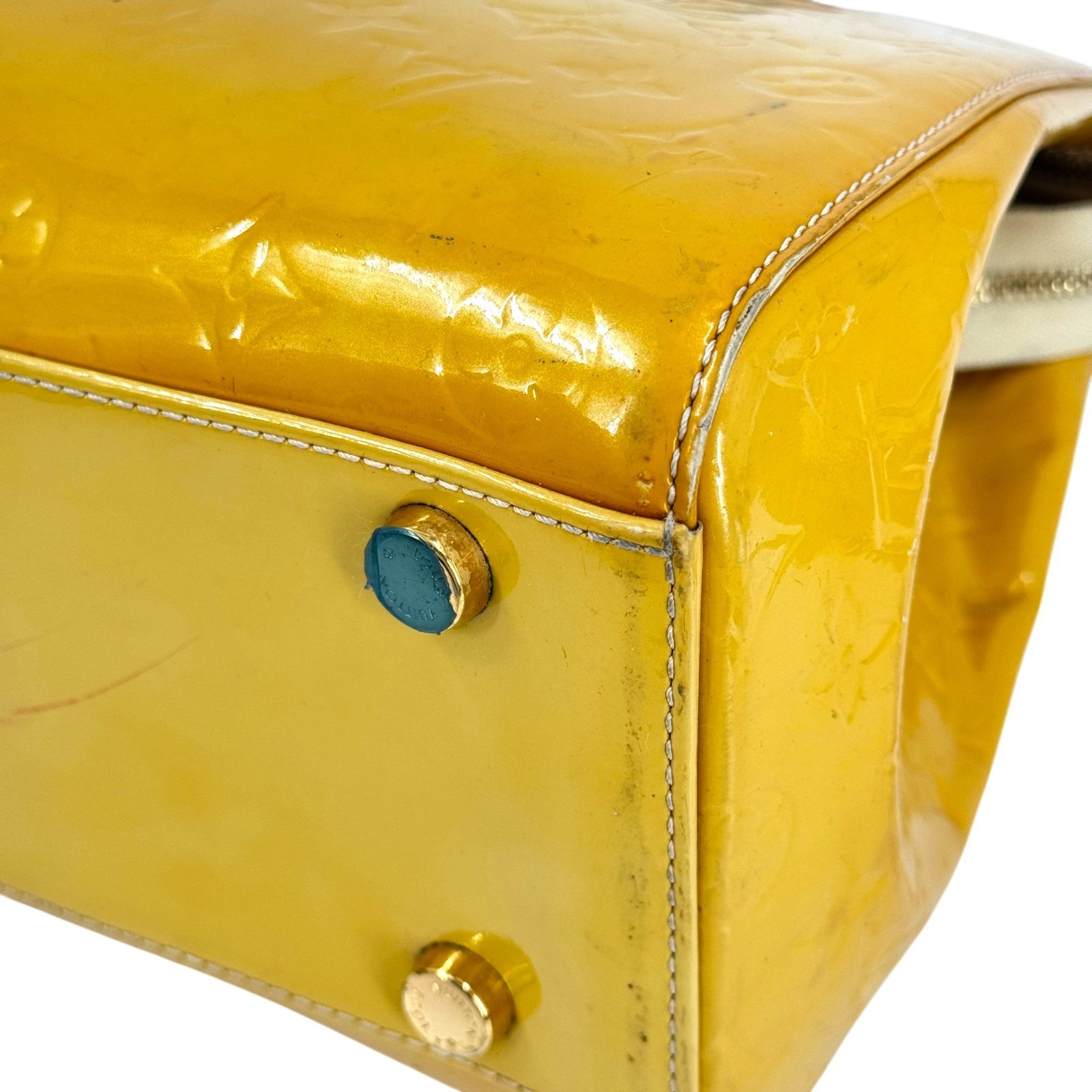 LOUIS VUITTON Brea MM Monogram Vernis Patent Yellow Handbag M91690