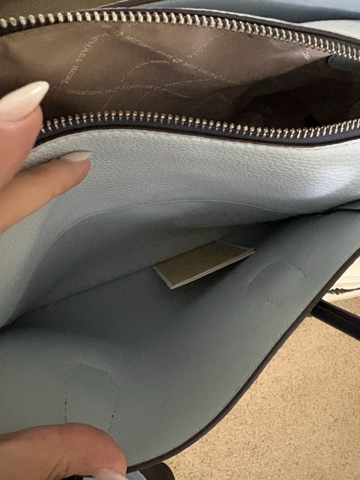 Navy Blue Michael Kors Medium Mercer Handbag With Wallet
