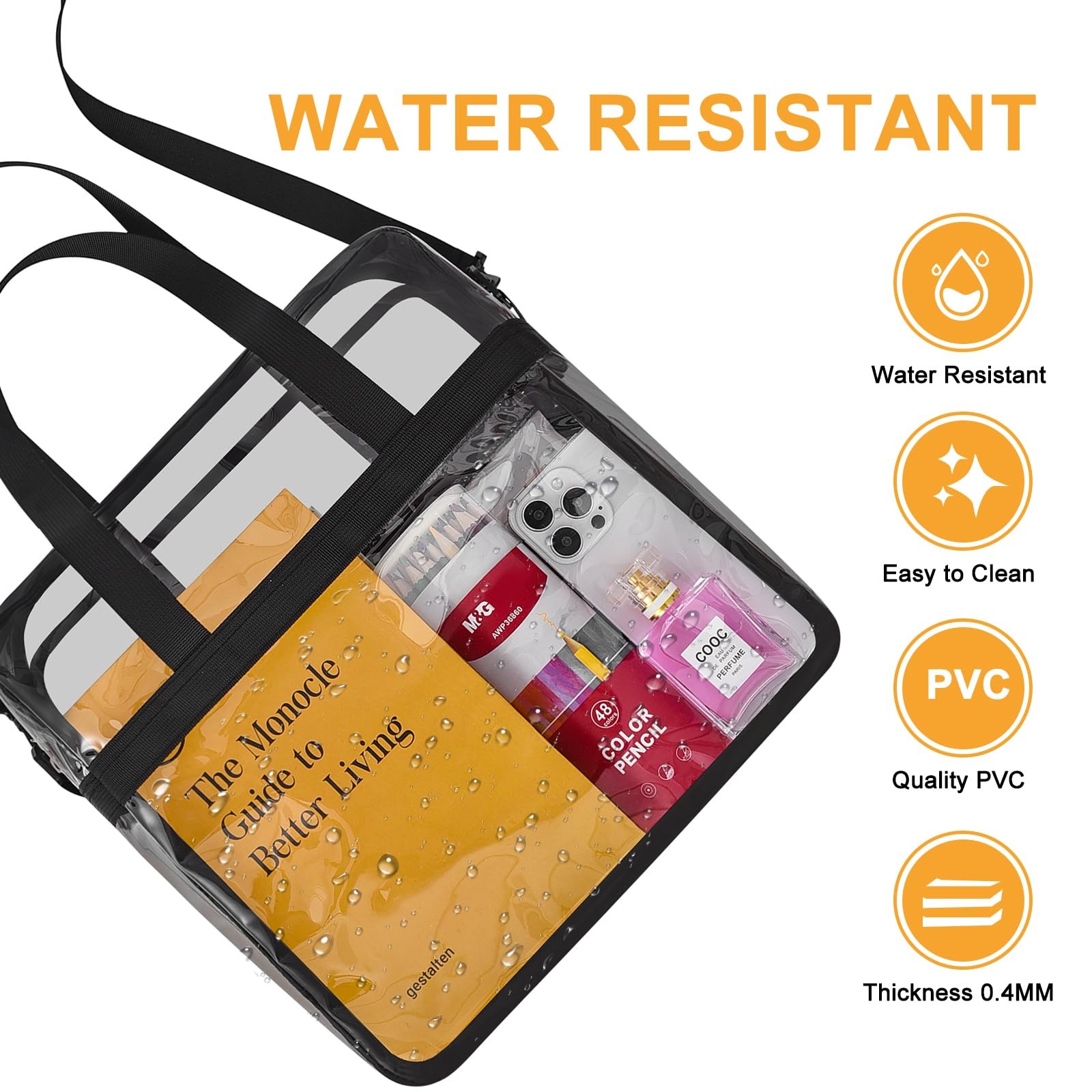 Clear Bag for Stadium Events—Clear Bag Tote Bag with Adjustable Straps for Wo…