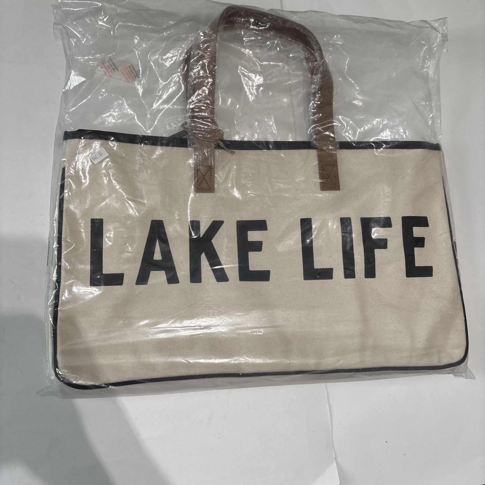 NWT LAKE LIFE Santa Barbara Canvas Tote Bag, 100% Cotton 20 x 11 inches