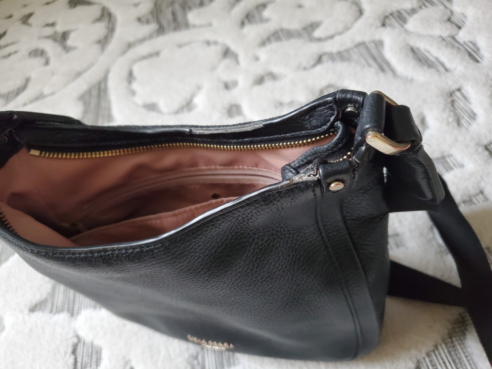 Kate Spade Roulette Messenger Bag – Pebble Leather – Black Leather Crossbody Pur