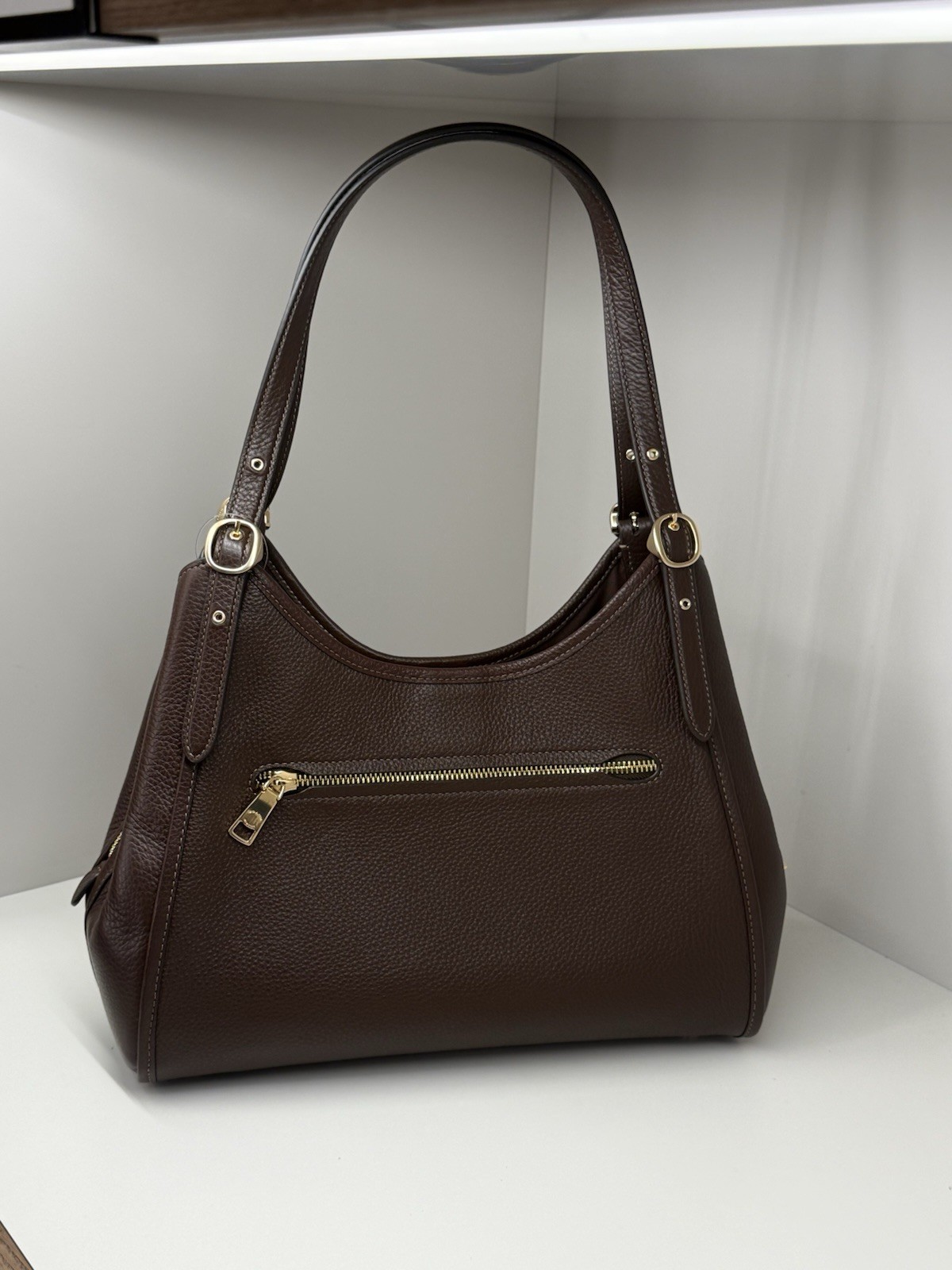 Coach Erin Shoulder Bag In pebble Leather In Gold/Maple CAQ86 NWT