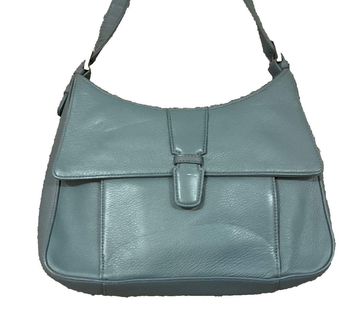 Vtg 90’s Charter Club Classic Slate Gray Leather Purse Shoulder Career Handbag