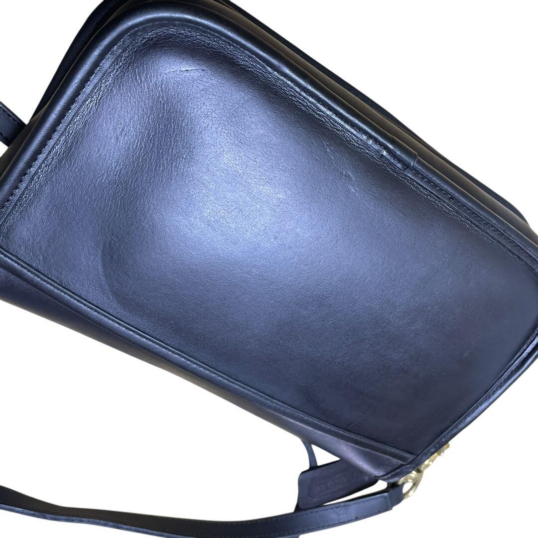 COACH 9755 Black Leather Turn Lock Shoulder Bag USA Vintage Pocket 26cm 117cm