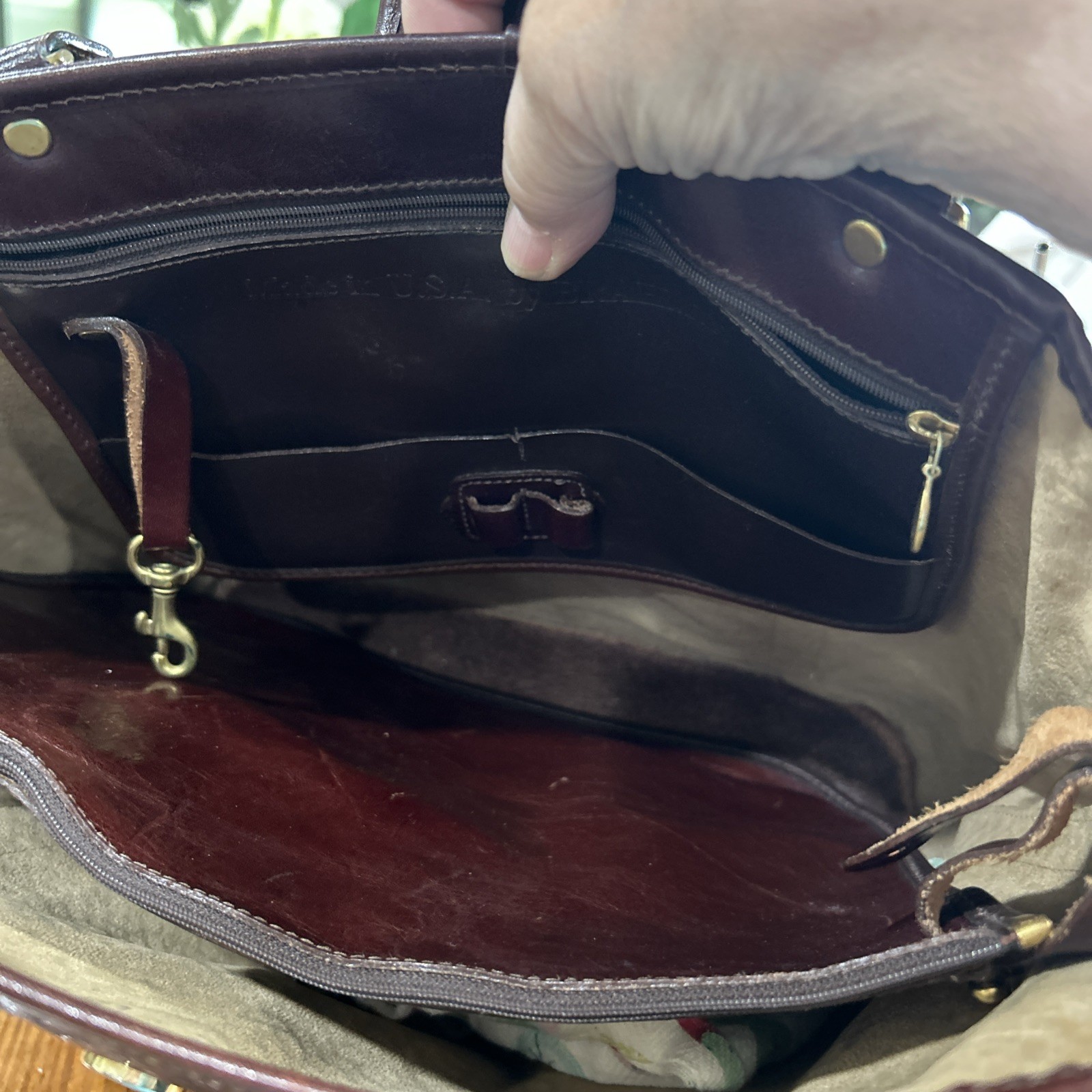 Brahmin BROWN Basket Weave Beauty Leather Shoulder HandBag Purse