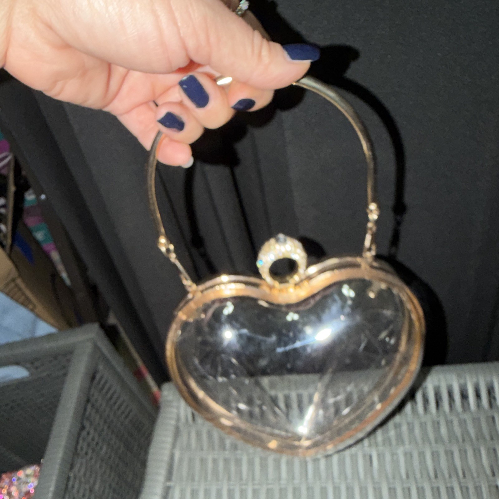Heart Shaped Clear Purse With Gold Accent