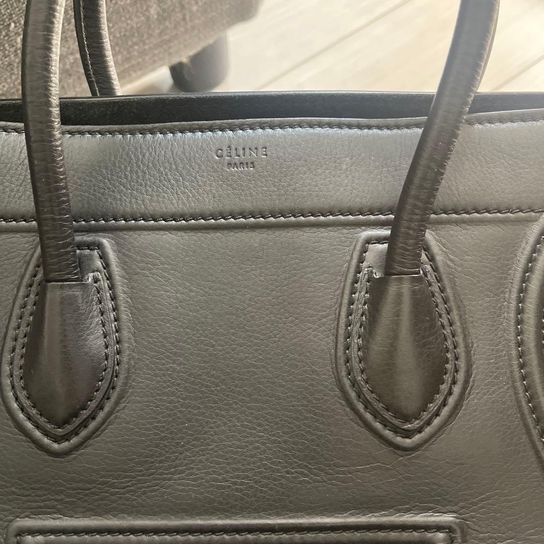 CELINE Luggage Phantom Black Leather Tote Handbag Women Pre-Owned