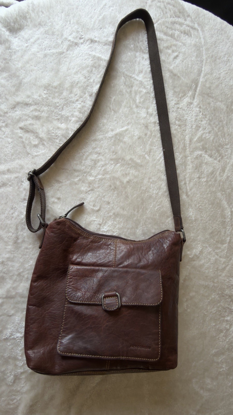 Jack Georges Brown Messenger Bag | Zip & Buckle | 100% leather