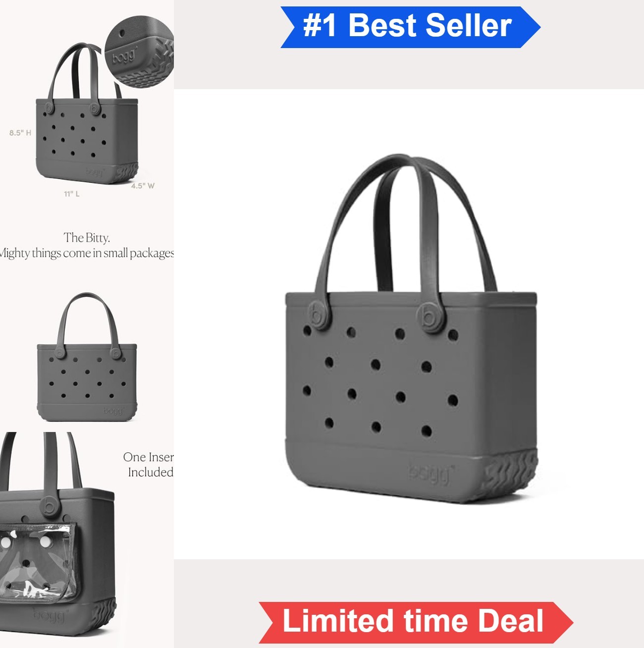 Small Tote 11 Inch Durable Washable EVA Beach Pool Boat Tote Bag Clear Insert