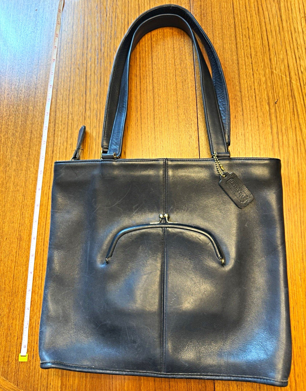 Coach Blue Iconic Cashin Carry Brass KISS lock Zip Top Tote