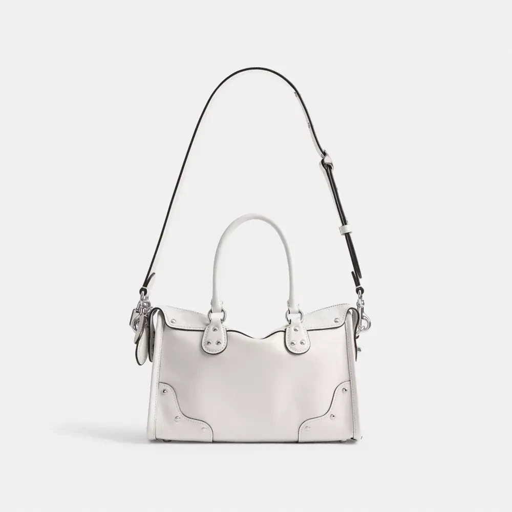 COACH Rhyder Satchel Bag 24 CFN69 LHCHK Chalk Glazed Leather 3way Shoulder Bag