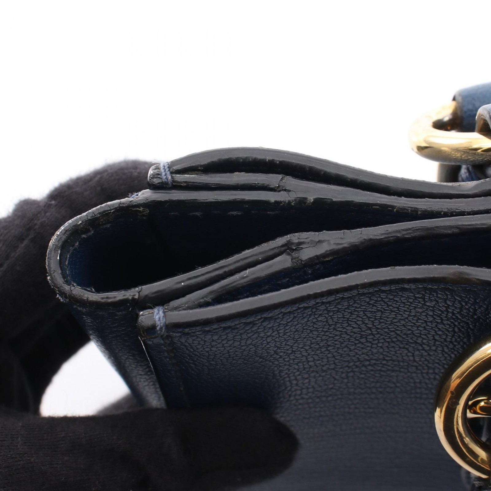 Miu Miu MADRAS Shoulder Crossbody Handbag RN0799 Leather Blue Used Women