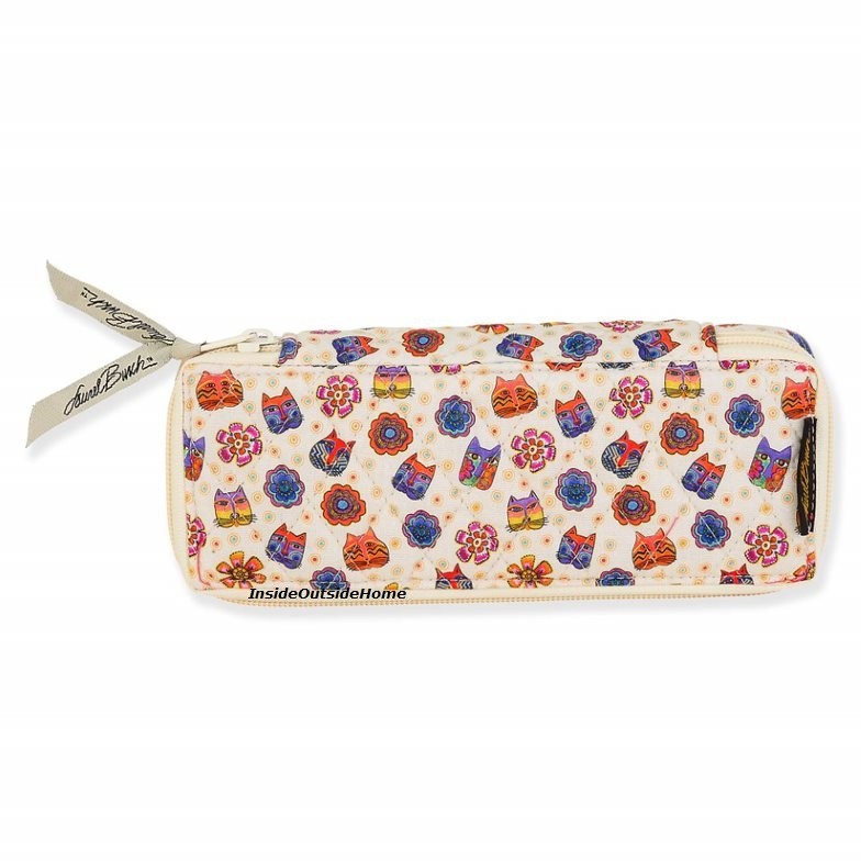 Laurel Burch Sierra Cat Faces Pill Box Organizer 16 Sections MEDIUM 7.25x1x3.25″